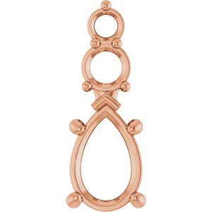 14K Rose Gold 9x6 mm Pear Pendant Mounting – image 2