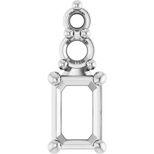 18K White Gold 4.5x3 mm Emerald Pendant Mounting – image 2