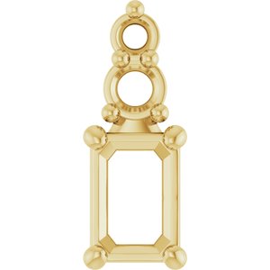 14K Yellow Gold 4.5x3 mm Emerald Pendant Mounting – image 2