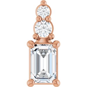 14K Rose Gold 4.5x3 mm Emerald Pendant Mounting