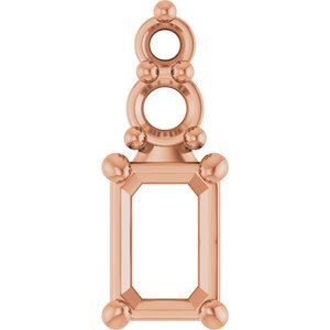 18K Rose Gold 4.5x3 mm Emerald Pendant Mounting – image 2
