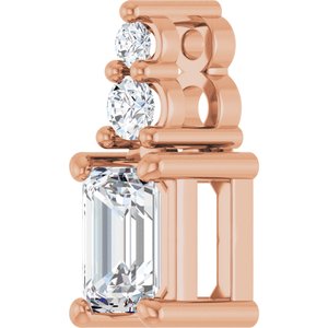 18K Rose Gold 4.5x3 mm Emerald Pendant Mounting – image 3