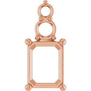 10K Rose Gold 9x7 mm Emerald Pendant Mounting – image 2