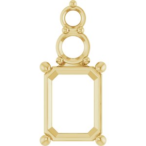 14K Yellow Gold 9x7 mm Emerald Pendant Mounting – image 2