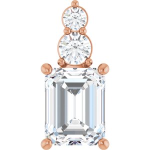 14K Rose Gold 9x7 mm Emerald 1/4 CTW Lab-Grown Diamond Semi-Set Pendant