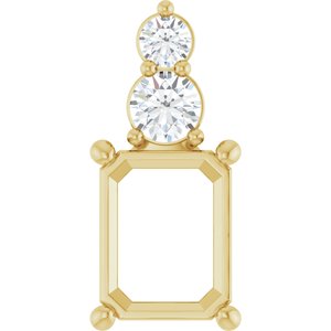 14K Yellow Gold 9x7 mm Emerald 1/3 CTW Natural Diamond Semi-Set Pendant – image 2