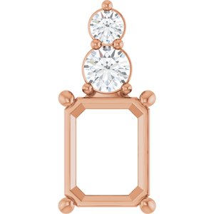 14K Rose Gold 9x7 mm Emerald 1/4 CTW Lab-Grown Diamond Semi-Set Pendant – image 2