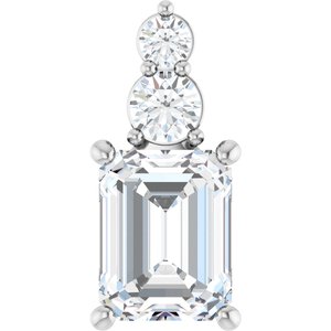 14K White Gold 9x7 mm Emerald 1/4 CTW Lab-Grown Diamond Semi-Set Pendant
