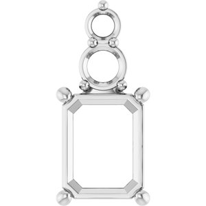 10K White Gold 9x7 mm Emerald Pendant Mounting – image 2