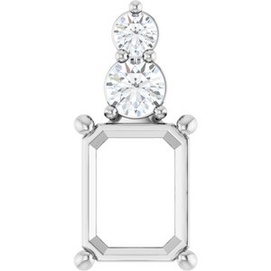 14K White Gold 9x7 mm Emerald 1/3 CTW Natural Diamond Semi-Set Pendant – image 2