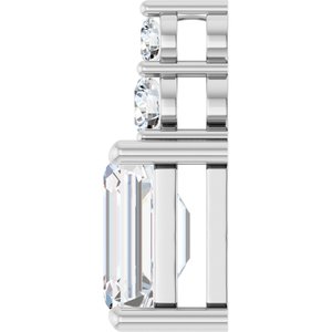 Platinum 9x7 mm Emerald 1/3 CTW Natural Diamond Semi-Set Pendant – image 5
