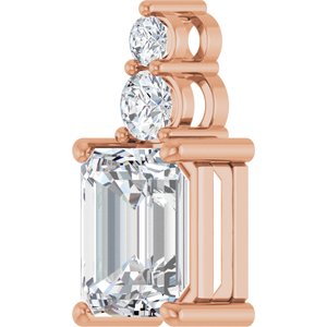 10K Rose Gold 9x7 mm Emerald Pendant Mounting – image 3