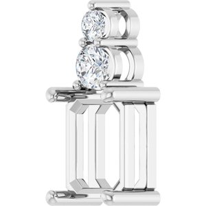 14K White Gold 9x7 mm Emerald 1/4 CTW Lab-Grown Diamond Semi-Set Pendant – image 4
