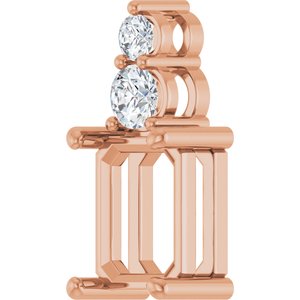 14K Rose Gold 9x7 mm Emerald 1/4 CTW Lab-Grown Diamond Semi-Set Pendant – image 4
