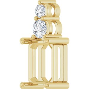 14K Yellow Gold 9x7 mm Emerald 1/4 CTW Lab-Grown Diamond Semi-Set Pendant – image 4