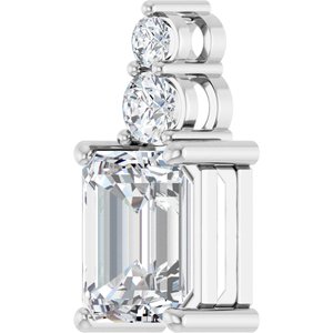 14K X1 White Gold 9x7 mm Emerald Pendant Mounting – image 3