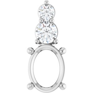 14K White Gold 8.5x6.5 mm Oval 1/3 CTW Natural Diamond Semi-Set Pendant – image 2