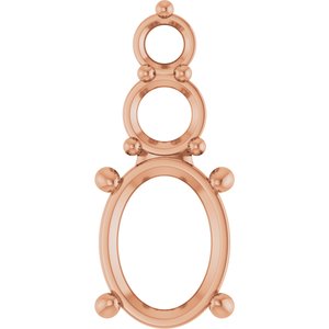 14K Rose Gold 8.5x6.5 mm Oval Pendant Mounting – image 2