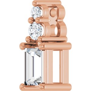 10K Rose Gold 4x2.5 mm Straight Baguette Pendant Mounting – image 3