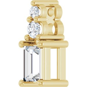 14K Yellow Gold 4x2.5 mm Straight Baguette Pendant Mounting – image 3