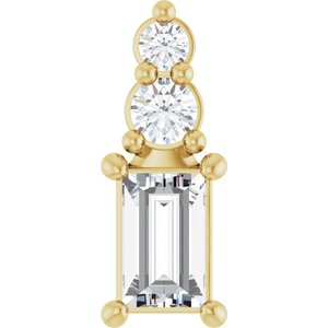 14K Yellow Gold 4x2.5 mm Straight Baguette Pendant Mounting