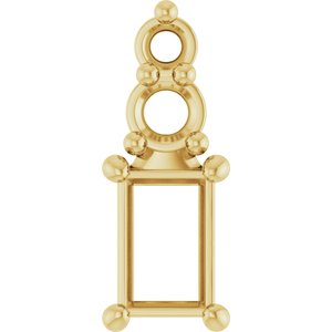 14K Yellow Gold 4x2.5 mm Straight Baguette Pendant Mounting – image 2