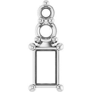 Sterling Silver 4x2.5 mm Straight Baguette Pendant Mounting – image 2