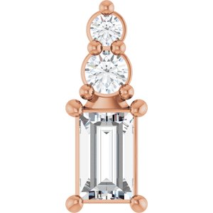14K Rose Gold 4x2.5 mm Straight Baguette Pendant Mounting