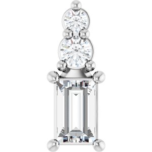 Continuum Sterling Silver 4x2.5 mm Straight Baguette Pendant Mounting