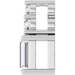 14K White Gold 4x2.5 mm Straight Baguette Pendant Mounting – image 5