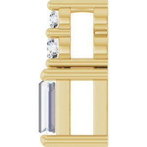18K Yellow Gold 4x2.5 mm Straight Baguette Pendant Mounting – image 5