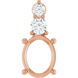 14K Rose Gold 10x8 mm Oval 1/3 CTW Natural Diamond Semi-Set Pendant – image 2