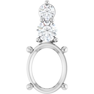 Platinum 10x8 mm Oval 1/3 CTW Lab-Grown Diamond Semi-Set Pendant – image 2