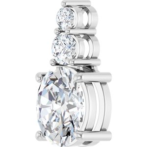 Platinum 10x8 mm Oval 1/3 CTW Lab-Grown Diamond Semi-Set Pendant – image 3