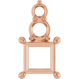 10K Rose Gold 5.5x5.5 mm Square Pendant Mounting – image 2