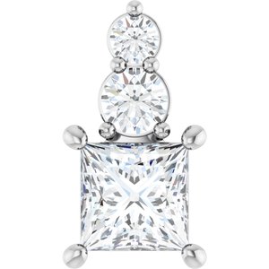 Sterling Silver 5.5x5.5 mm Square Pendant Mounting