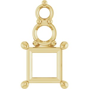 14K Yellow Gold 5.5x5.5 mm Square Pendant Mounting – image 2