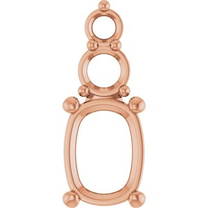 10K Rose Gold 8x6 mm Elongated Cushion Pendant Mounting – image 2