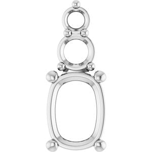14K White Gold 8x6 mm Elongated Cushion Pendant Mounting – image 2