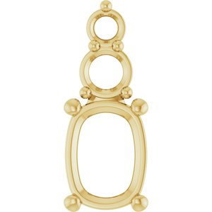 10K Yellow Gold 8x6 mm Elongated Cushion Pendant Mounting – image 2