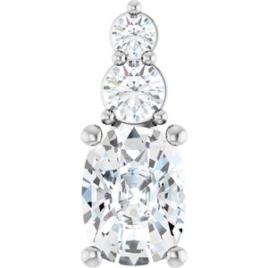 18K White Gold 8x6 mm Elongated Cushion Pendant Mounting