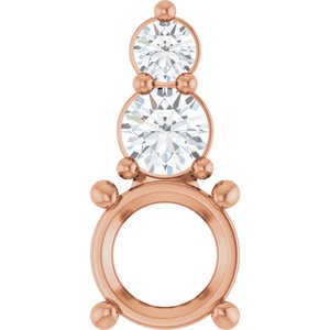 14K Rose Gold 6 mm Round 1/5 CTW Lab-Grown Diamond Semi-Set Pendant – image 2