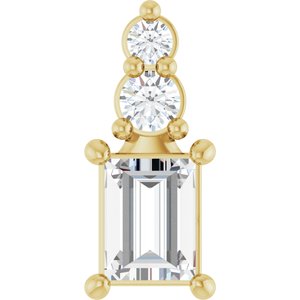 10K Yellow Gold 4x3 mm Straight Baguette Pendant Mounting