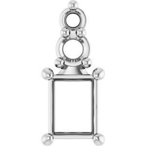 14K White Gold 4x3 mm Straight Baguette Pendant Mounting – image 2