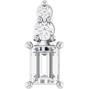 14K White Gold 4x3 mm Straight Baguette Pendant Mounting