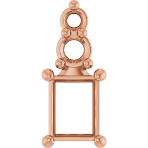 14K Rose Gold 4x3 mm Straight Baguette Pendant Mounting – image 2