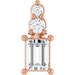 18K Rose Gold 4x3 mm Straight Baguette Pendant Mounting