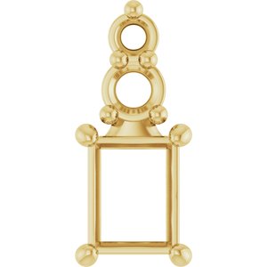 14K Yellow Gold 4x3 mm Straight Baguette Pendant Mounting – image 2