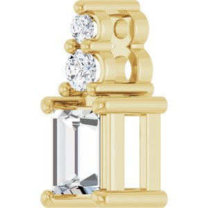 10K Yellow Gold 4x3 mm Straight Baguette Pendant Mounting – image 3