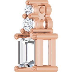 14K Rose Gold 4x3 mm Straight Baguette Pendant Mounting – image 3